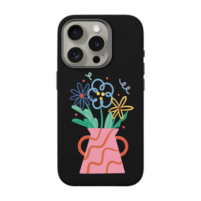 PINK VASE-iPhone 15 Pro Leather Premium Kılıf MagSafe Özellikli