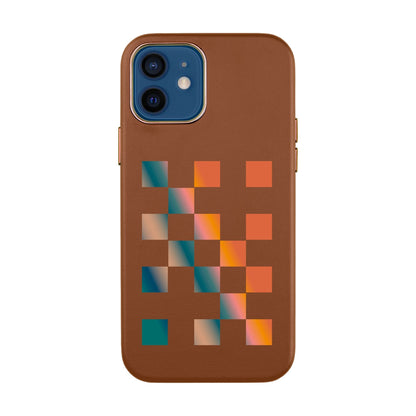 GRADIENT CHECKMATE-iPhone 12 Mini Leather Kılıf