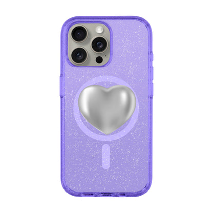 SILVER HEART-iPhone 15 Pro Max Shiny Kılıf MagSafe Özellikli
