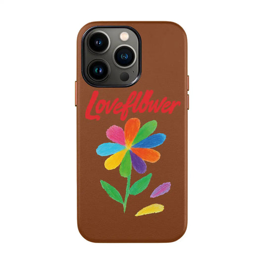 LOVE FLOWER-iPhone 14 Leather Kılıf