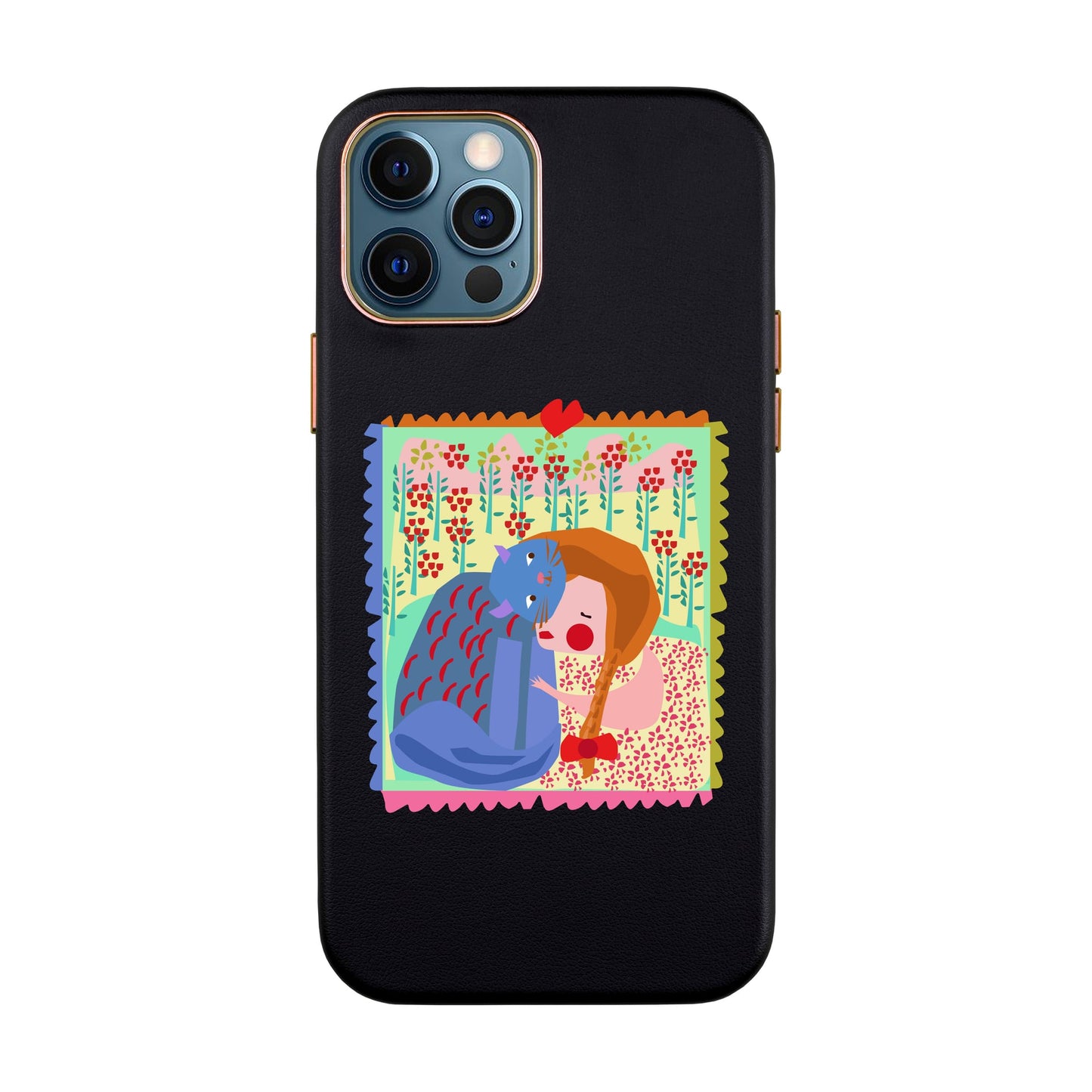 KEDİ POSTA PULU-iPhone 12 Pro Max Leather Kılıf