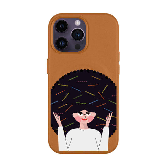 TANGLES OF HAPPINESS-iPhone 14 Pro Max Leather Kılıf MagSafe Özellikli