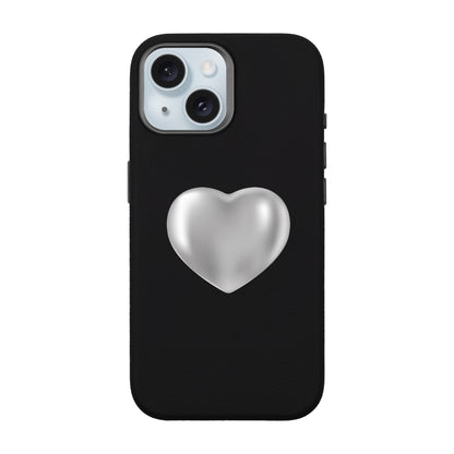 SILVER HEART-iPhone 15 Leather Premium Kılıf MagSafe Özellikli