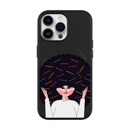 TANGLES OF HAPPINESS-iPhone 14 Pro Max Leather Kılıf MagSafe Özellikli