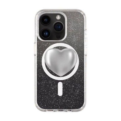 SILVER HEART-iPhone 14 Pro Shiny Kılıf MagSafe Özellikli