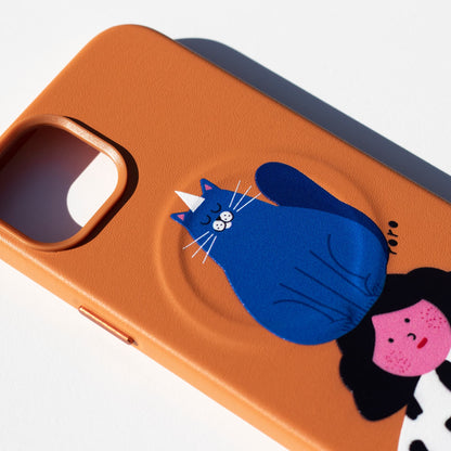 NAUGHTY CAT-Leather Kılıf MagSafe Özellikli - iPhone 14