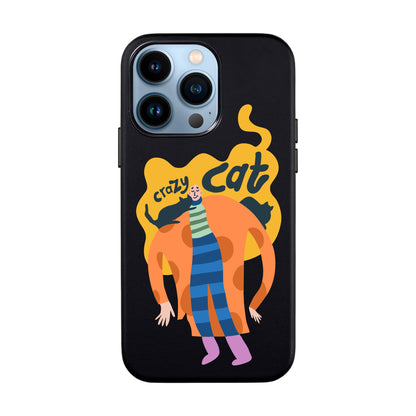 CRAZY CAT-iPhone 13 Pro Leather Kılıf