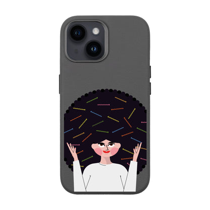 TANGLES OF HAPPINESS-iPhone 14 Leather Premium Kılıf MagSafe Özellikli