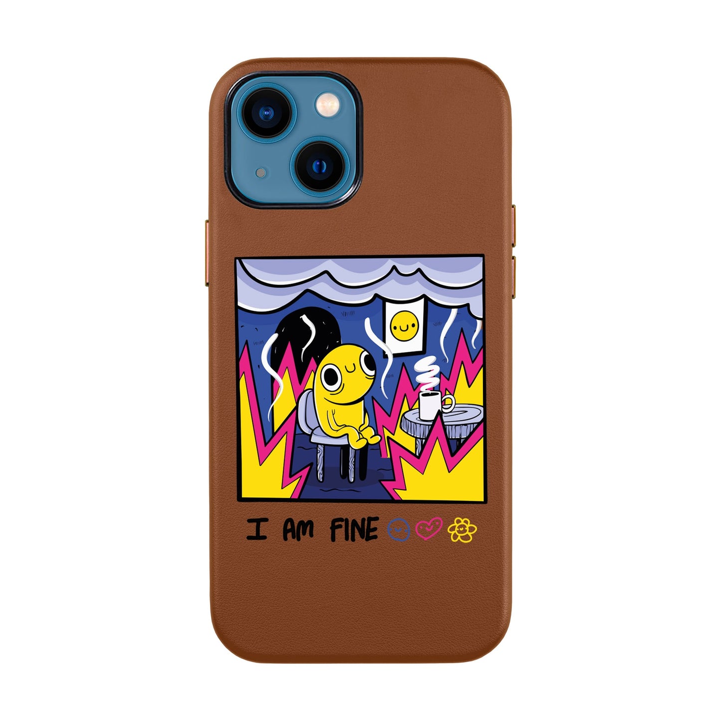 I AM FINE-iPhone 14 Leather Kılıf