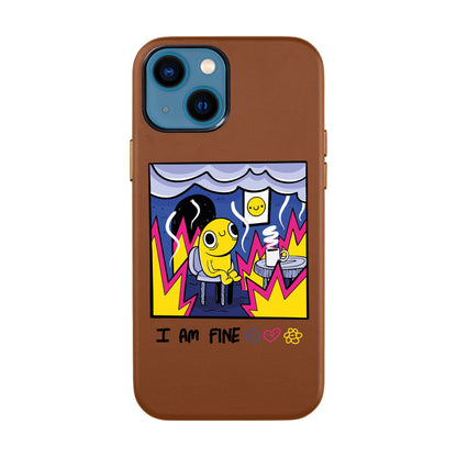 I AM FINE-iPhone 14 Leather Kılıf