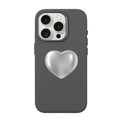 SILVER HEART-iPhone 15 Pro Leather Premium Kılıf MagSafe Özellikli