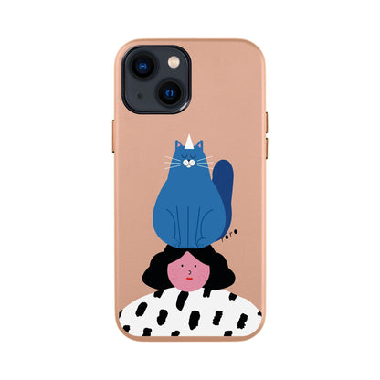 NAUGHTY CAT-iPhone 13 Mini Leather Kılıf