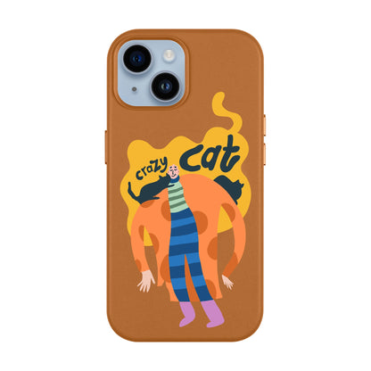 CRAZY CAT-Leather Kılıf MagSafe Özellikli - iPhone 13