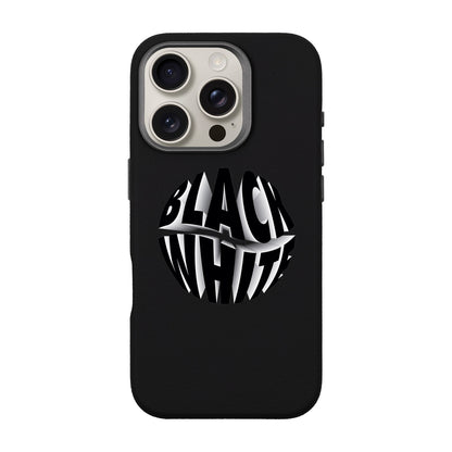 BLACK WHITE-iPhone 16 Pro Leather Premium Kılıf MagSafe Özellikli