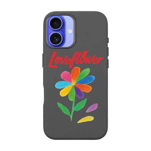 LOVE FLOWER-iPhone 16 Plus Leather Premium Kılıf MagSafe Özellikli