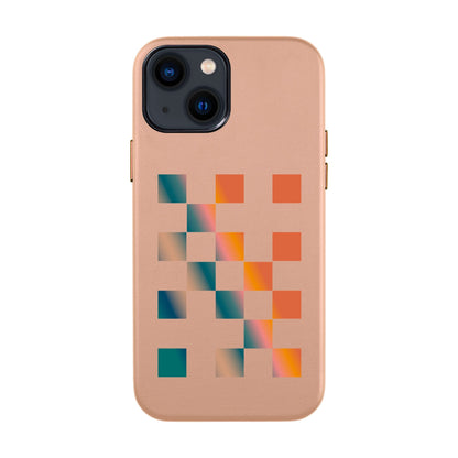 GRADIENT CHECKMATE-iPhone 14 Leather Kılıf