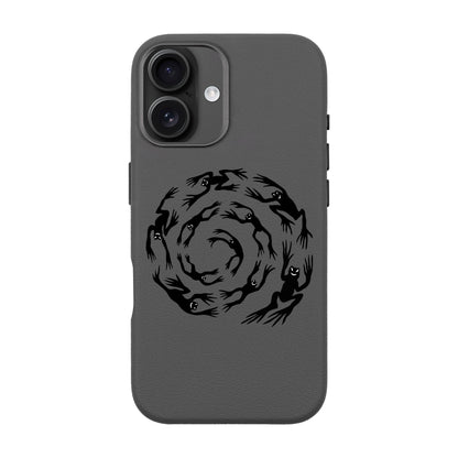 SWIRLING FROGS-iPhone 16 Plus Leather Premium Kılıf MagSafe Özellikli
