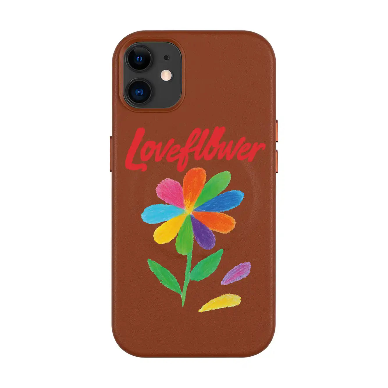 LOVE FLOWER-iPhone 11 Leather Kılıf MagSafe Özellikli