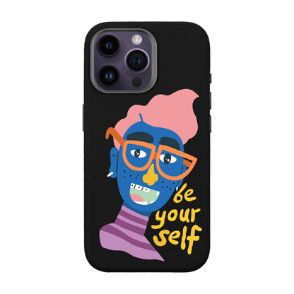 BE YOURSELF-iPhone 14 Pro Max Leather Premium Kılıf MagSafe Özellikli