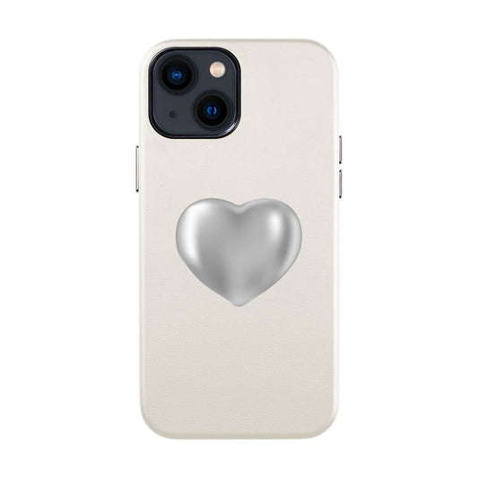 SILVER HEART-iPhone 14 Leather Kılıf
