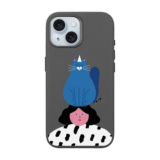 NAUGHTY CAT-iPhone 15 Leather Premium Kılıf MagSafe Özellikli