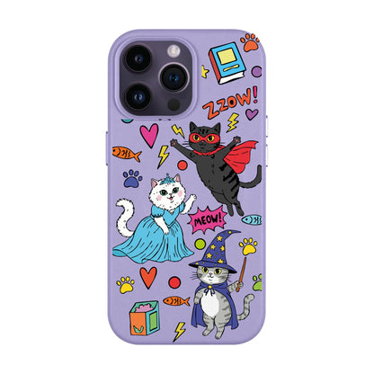 FANTASTIC CATS-iPhone 14 Leather Kılıf MagSafe Özellikli