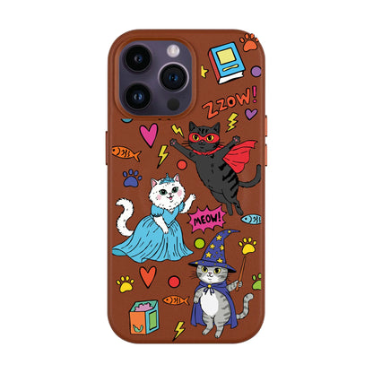 FANTASTIC CATS-iPhone 14 Plus Leather Kılıf MagSafe Özellikli