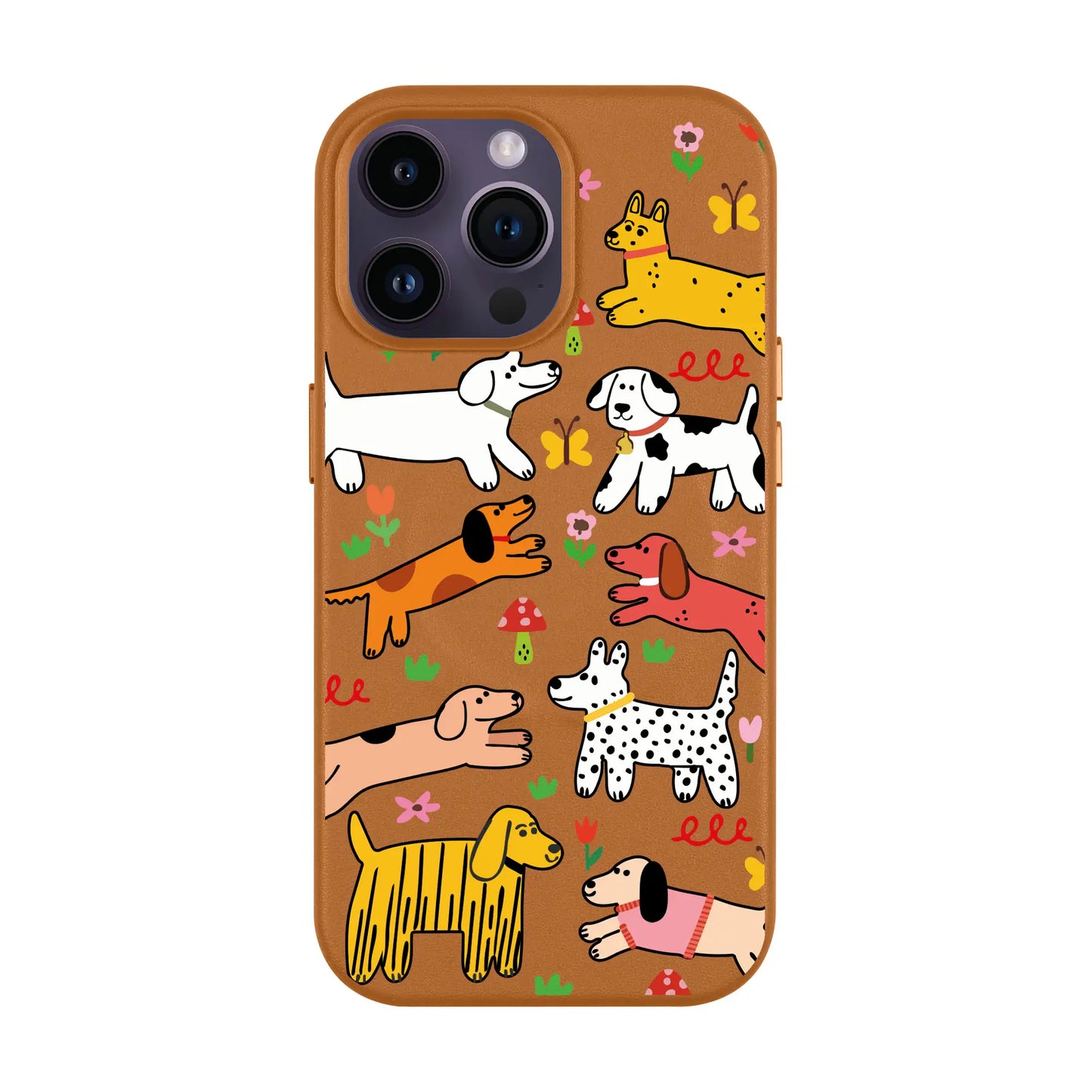 CHEERFUL DOGS-iPhone 13 Leather Kılıf MagSafe Özellikli