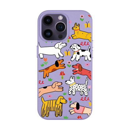 CHEERFUL DOGS-iPhone 14 Leather Kılıf MagSafe Özellikli