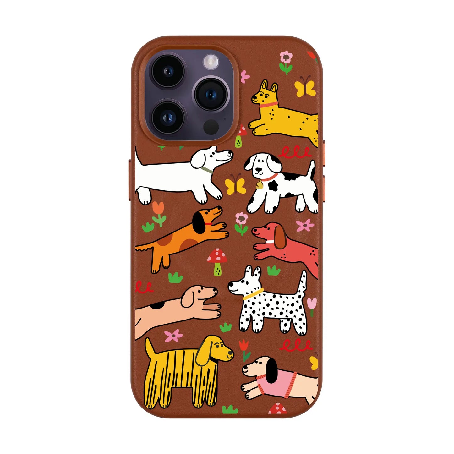 CHEERFUL DOGS-iPhone 13 Leather Kılıf MagSafe Özellikli