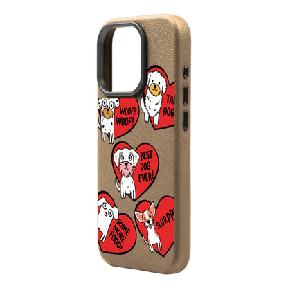 DOGS WITH HEARTS-Leather Premium Kılıf MagSafe Özellikli - iPhone 16 Pro Max