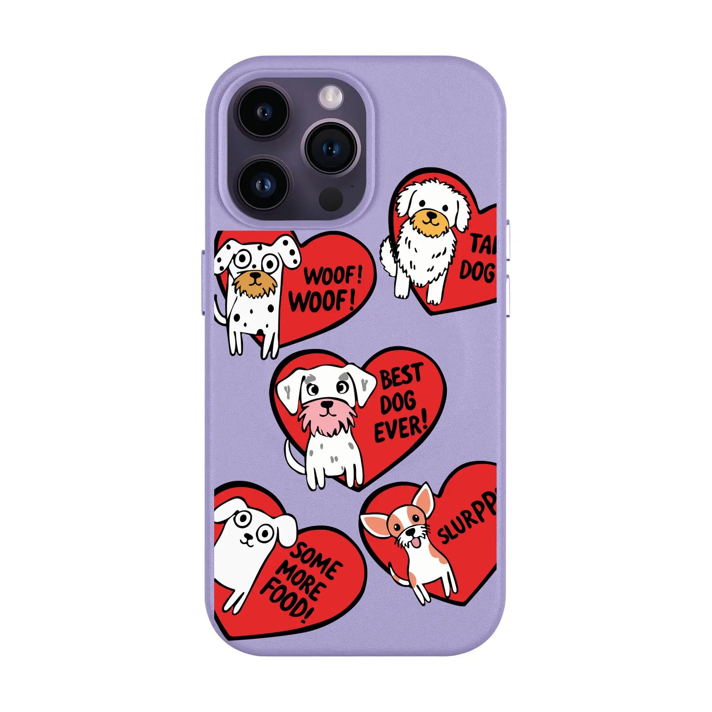 DOGS WITH HEARTS-iPhone 14 Leather Kılıf MagSafe Özellikli