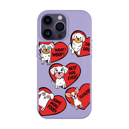 DOGS WITH HEARTS-iPhone 14 Leather Kılıf MagSafe Özellikli