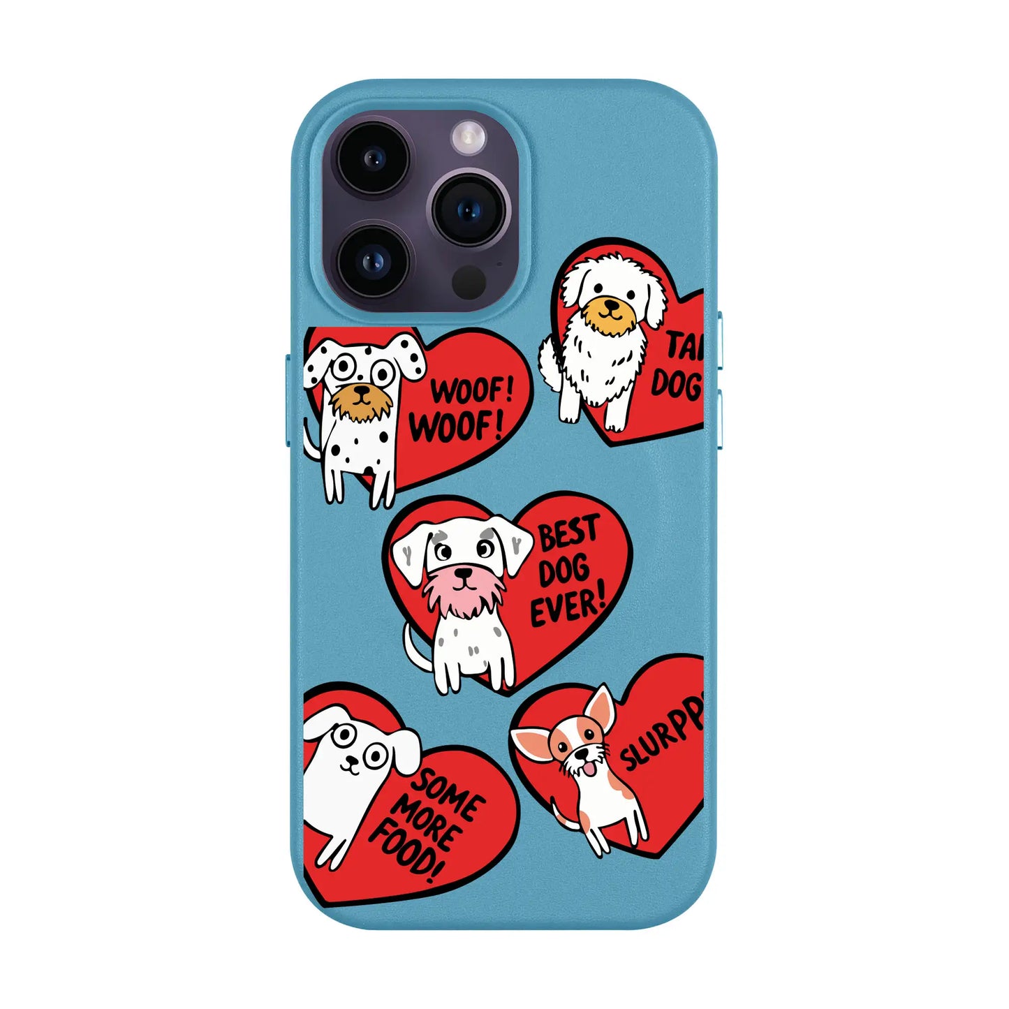 DOGS WITH HEARTS-iPhone 14 Pro Leather Kılıf MagSafe Özellikli