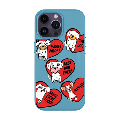 DOGS WITH HEARTS-iPhone 14 Pro Leather Kılıf MagSafe Özellikli