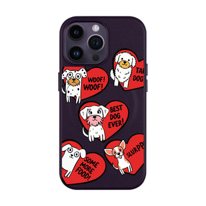 DOGS WITH HEARTS-iPhone 14 Pro Max Leather Kılıf MagSafe Özellikli