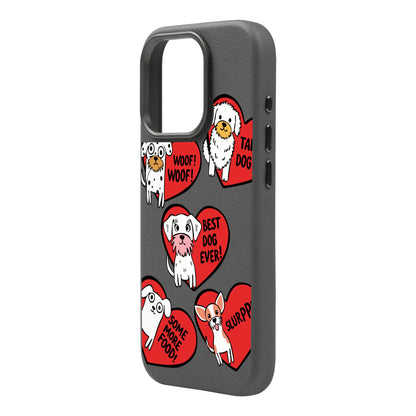 DOGS WITH HEARTS-Leather Premium Kılıf MagSafe Özellikli - iPhone 16