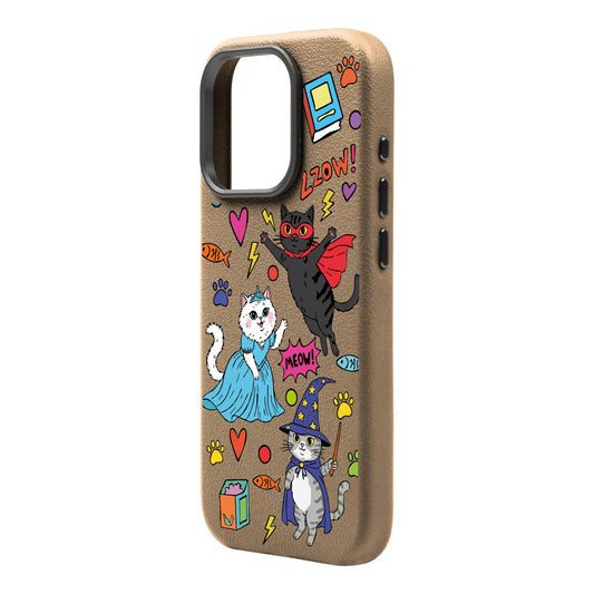 FANTASTIC CATS-Leather Premium Kılıf MagSafe Özellikli - iPhone 16 Pro Max