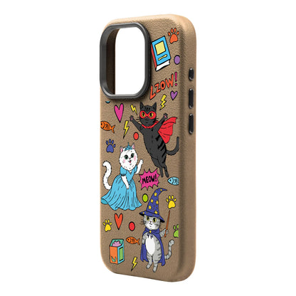 FANTASTIC CATS-Leather Premium Kılıf MagSafe Özellikli - iPhone 16 Pro