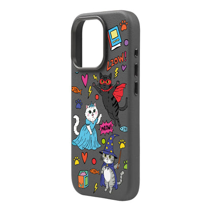 FANTASTIC CATS-Leather Premium Kılıf MagSafe Özellikli - iPhone 16 Pro Max