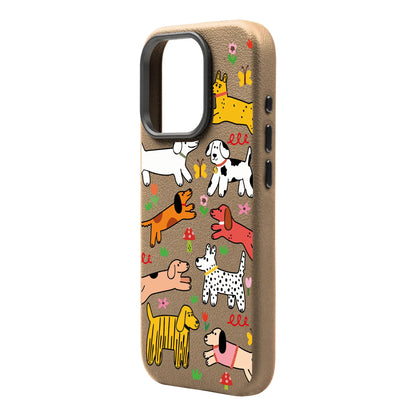 CHEERFUL DOGS-Leather Premium Kılıf MagSafe Özellikli - iPhone 16 Pro