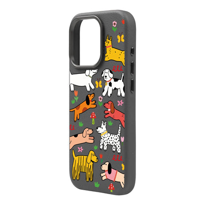 CHEERFUL DOGS-Leather Premium Kılıf MagSafe Özellikli - iPhone 16 Plus